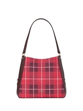 NWT Kate Spade Leila Plaid Medium Bag with matching slim card holder